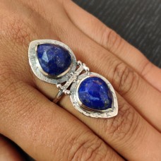 Lapis Lazuli Pear bohemian silver ring